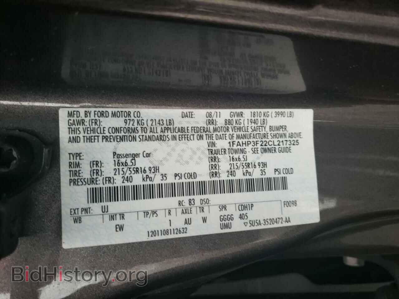 2012 FORD FOCUS - VIN: 1FAHP3F22CL217325 - Фото 10