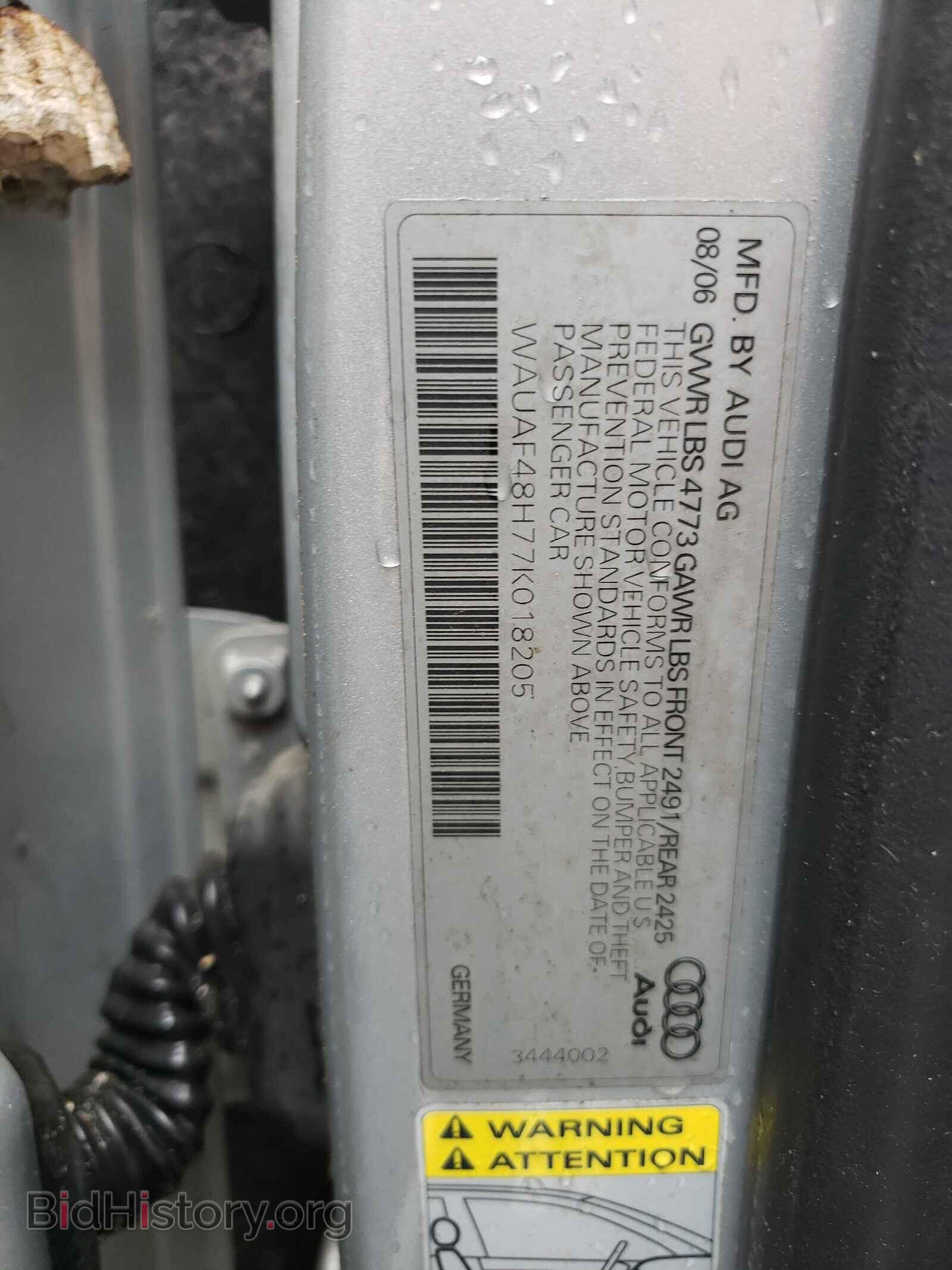 2007 AUDI A4 - VIN: WAUAF48H77K018205 - Фото 10