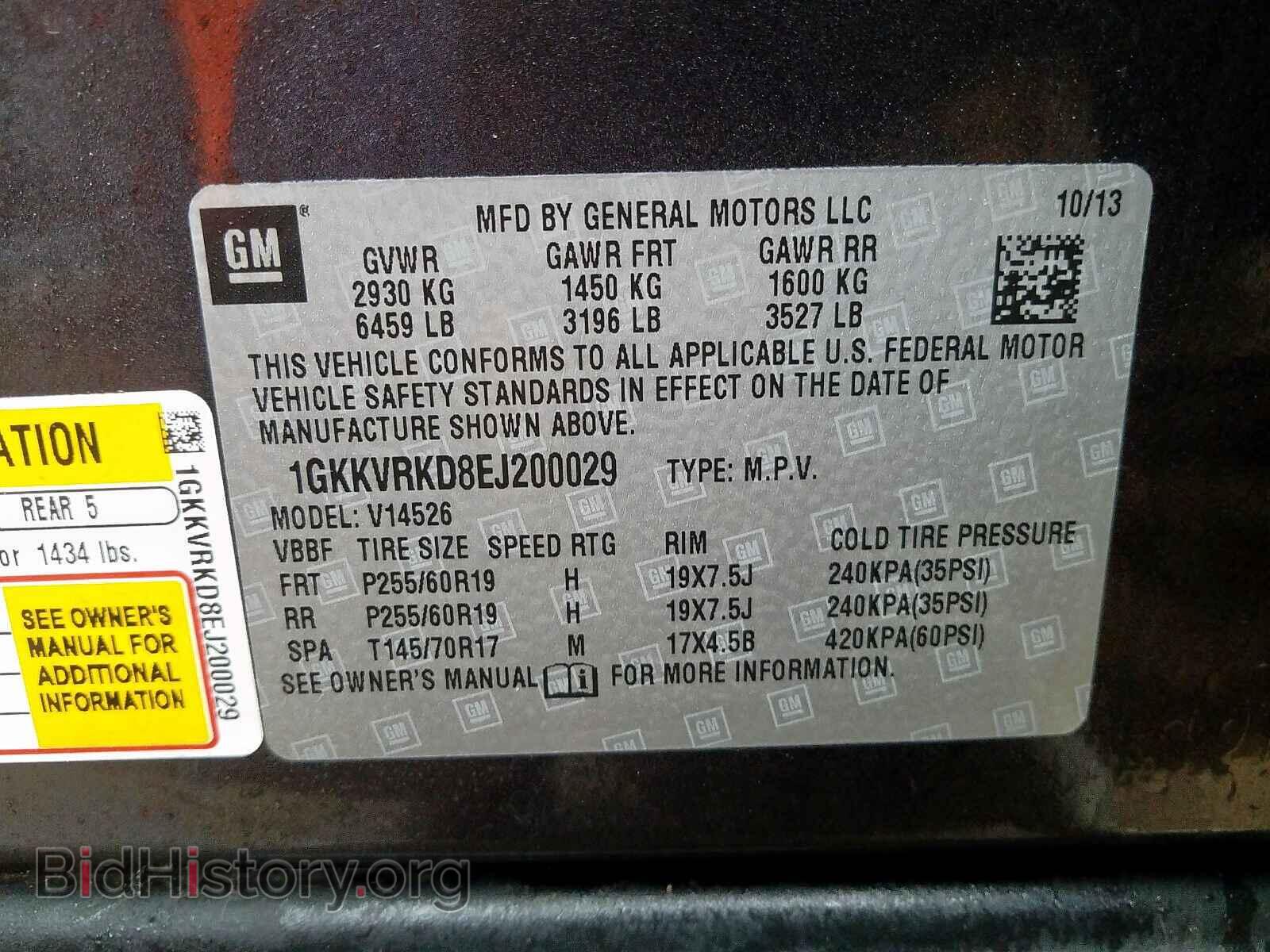 2014 GMC ACADIA SLT - VIN: 1GKKVRKD8EJ200029 - Фото 10
