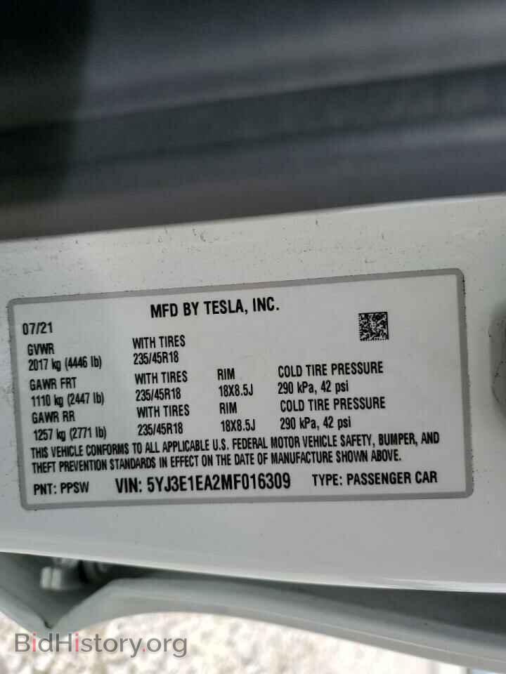 2021 TESLA MODEL 3 - VIN: 5YJ3E1EA2MF016309 - Photo 10