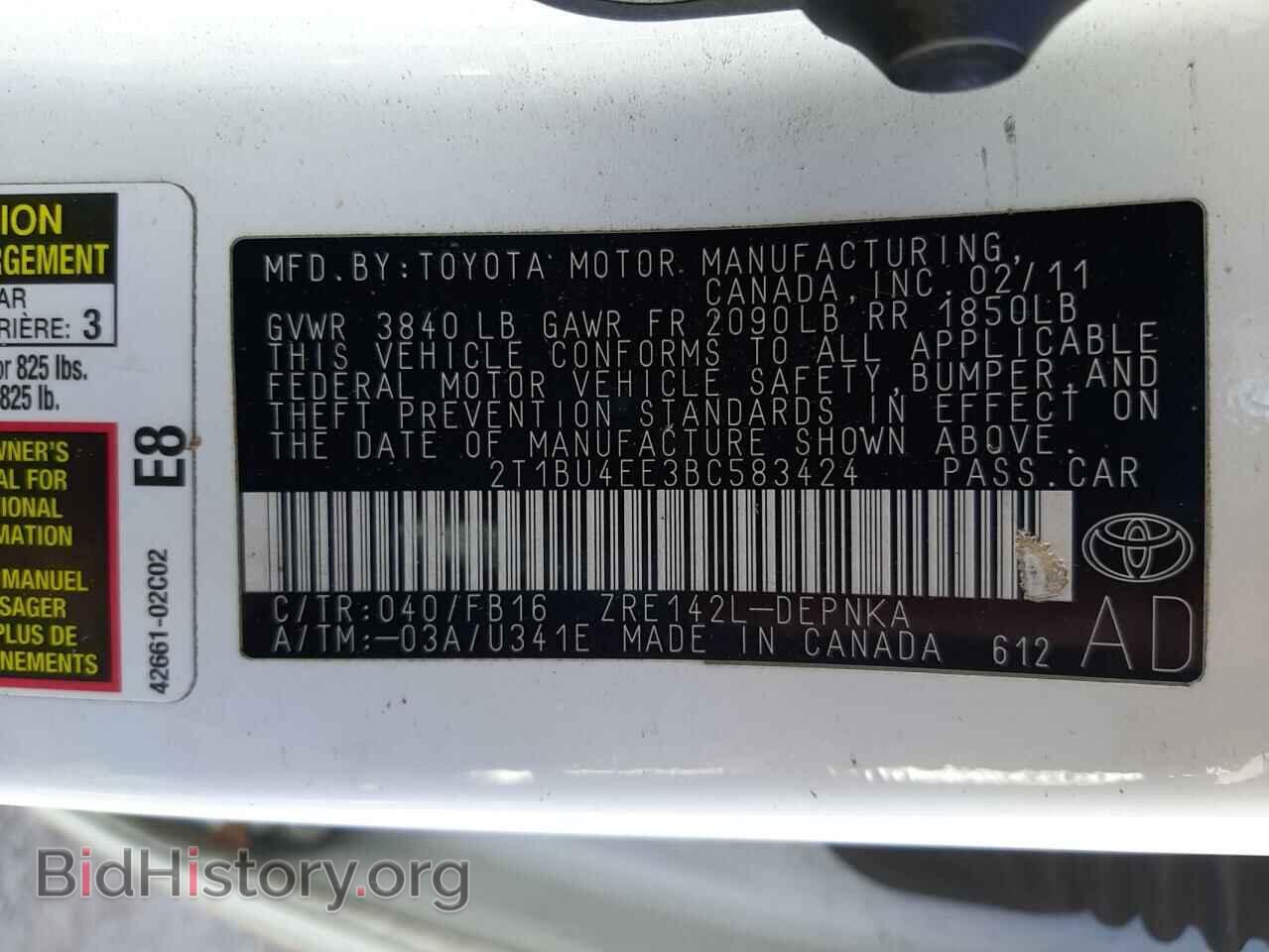 2011 TOYOTA COROLLA - VIN: 2T1BU4EE3BC583424 - Фото 10