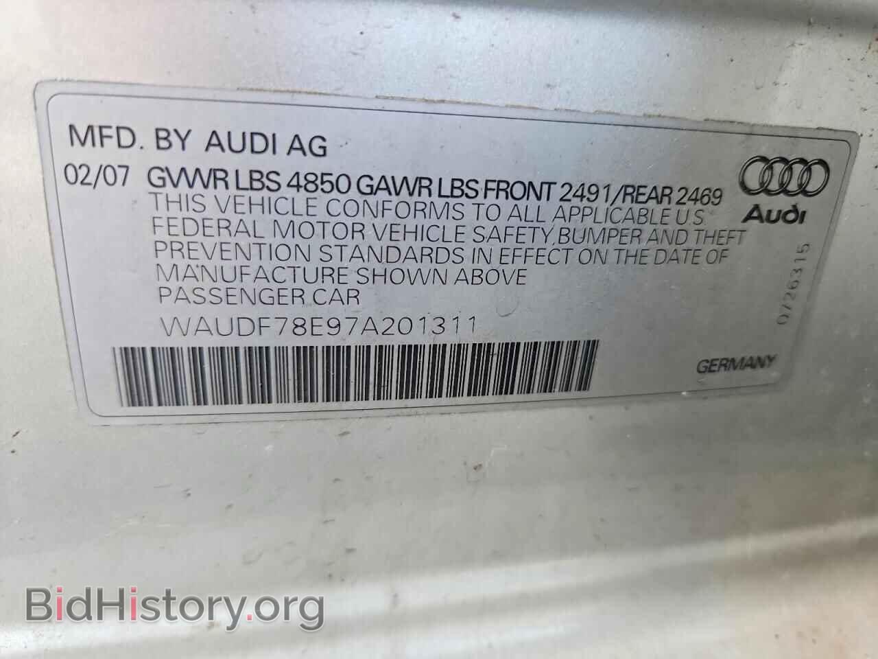 2007 AUDI A4 - VIN: WAUDF78E97A201311 - Фото 12