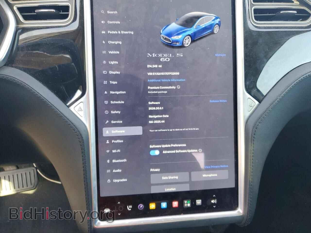 2014 TESLA MODEL S - VIN: 5YJSA1S17EFP32698 - Photo 9