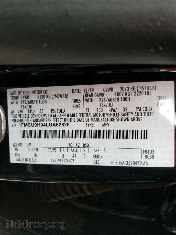 2020 FORD ESCAPE - VIN: 1FMCU9H94LUA62826 - Photo 10