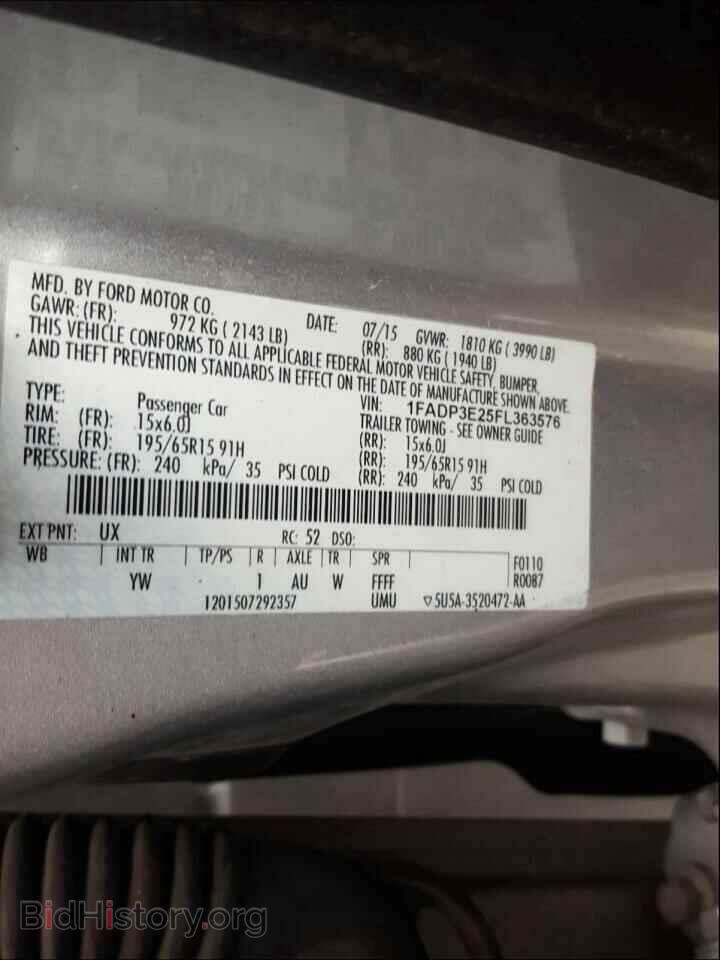 2015 FORD FOCUS - VIN: 1FADP3E25FL363576 - Фото 10