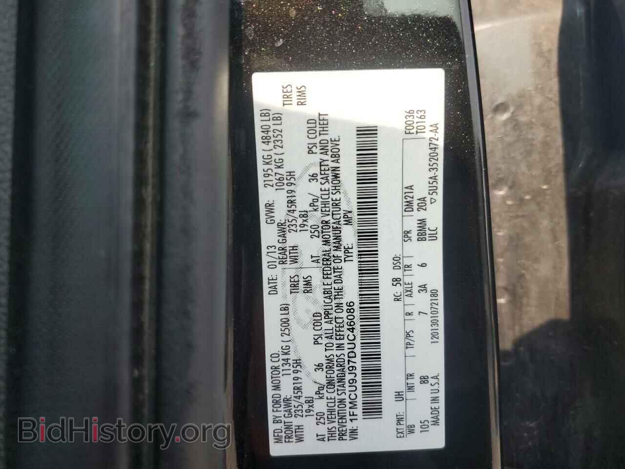 2013 FORD ESCAPE - VIN: 1FMCU9J97DUC46086 - Фото 12