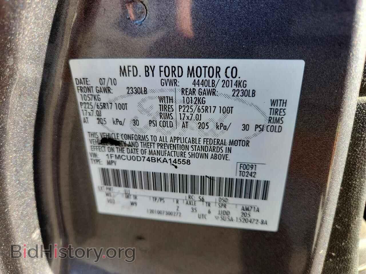 2011 FORD ESCAPE - VIN: 1FMCU0D74BKA14558 - Фото 13