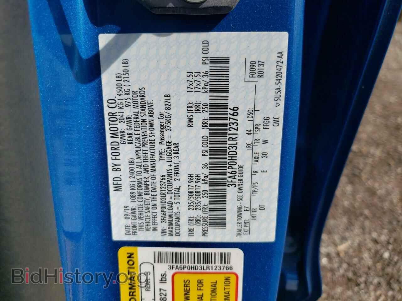 2020 FORD FUSION - VIN: 3FA6P0HD3LR123766 - Фото 13