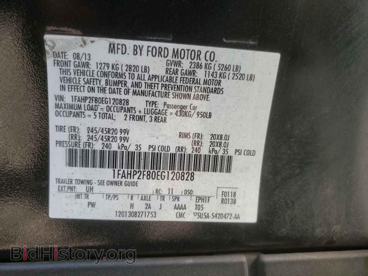 2014 FORD TAURUS - VIN: 1FAHP2F80EG120828 - Фото 10