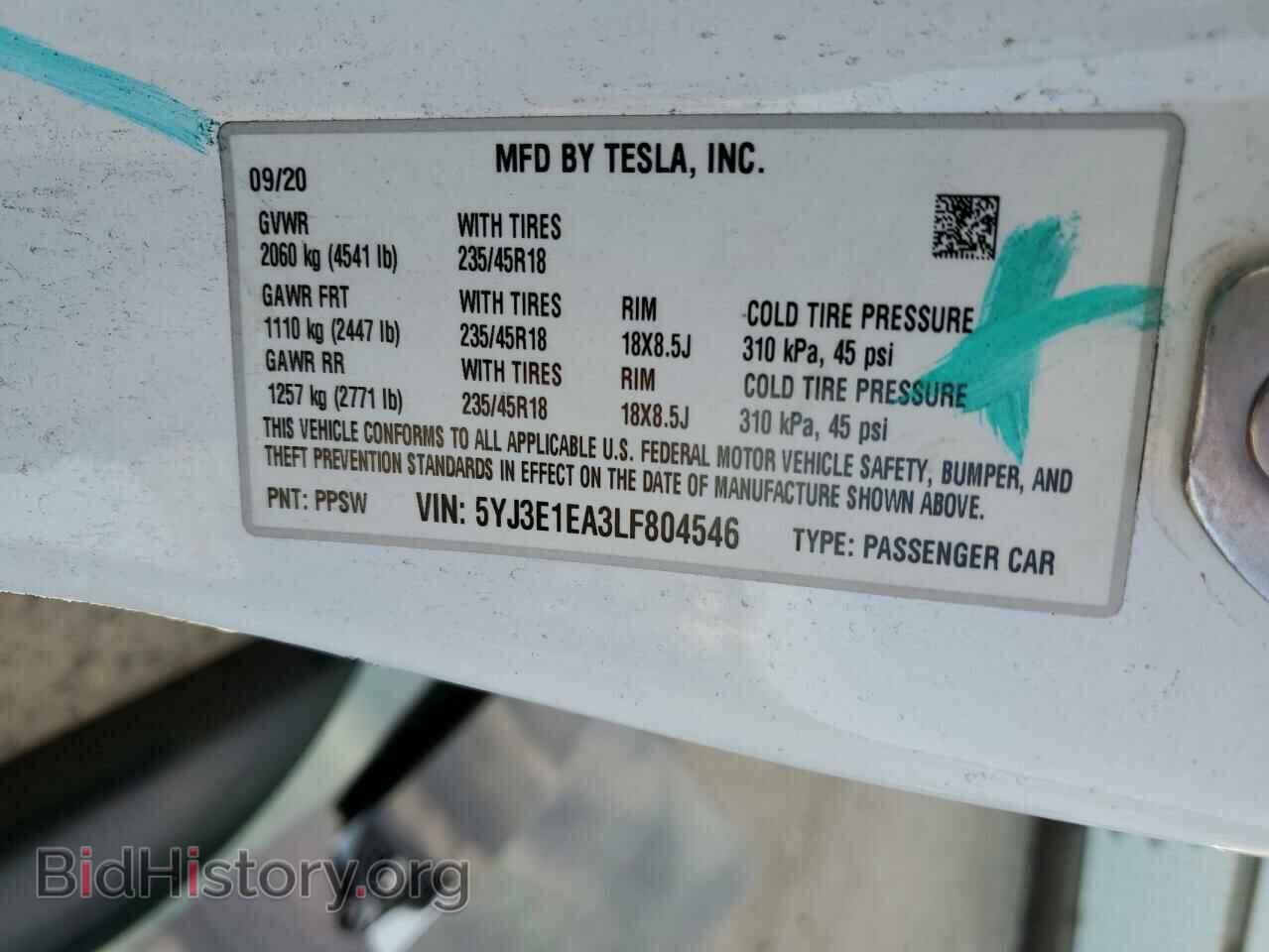 2020 TESLA MODEL 3 - VIN: 5YJ3E1EA3LF804546 - Фото 10