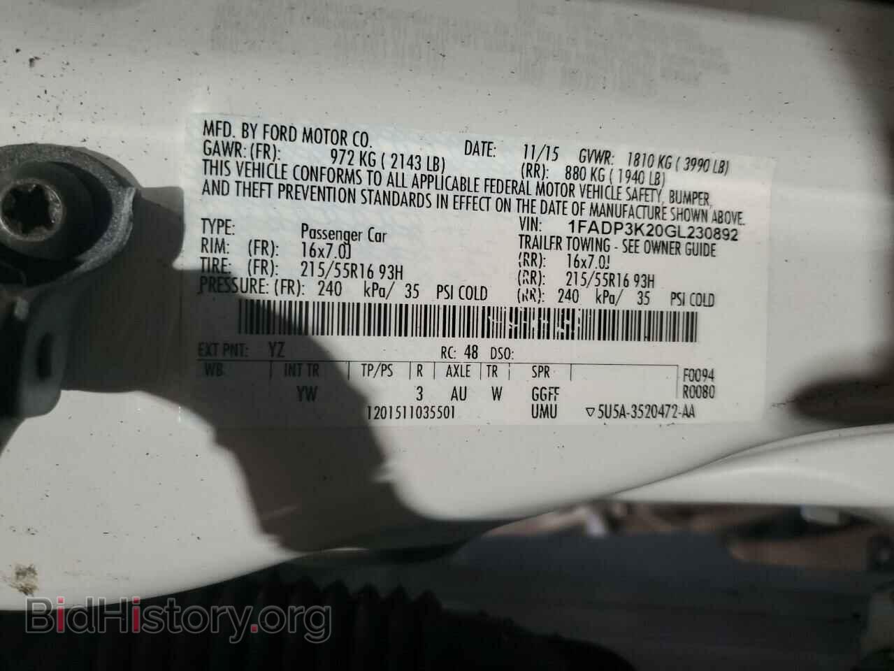 2016 FORD FOCUS - VIN: 1FADP3K20GL230892 - Фото 12