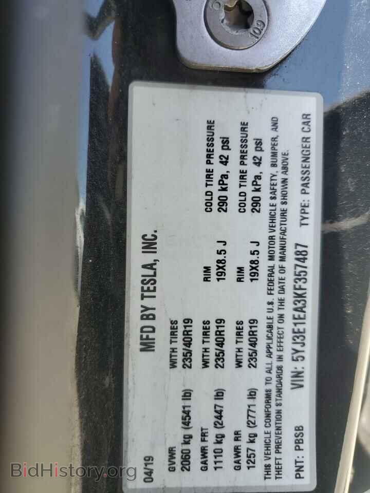 2019 TESLA MODEL 3 - VIN: 5YJ3E1EA3KF357487 - Photo 12