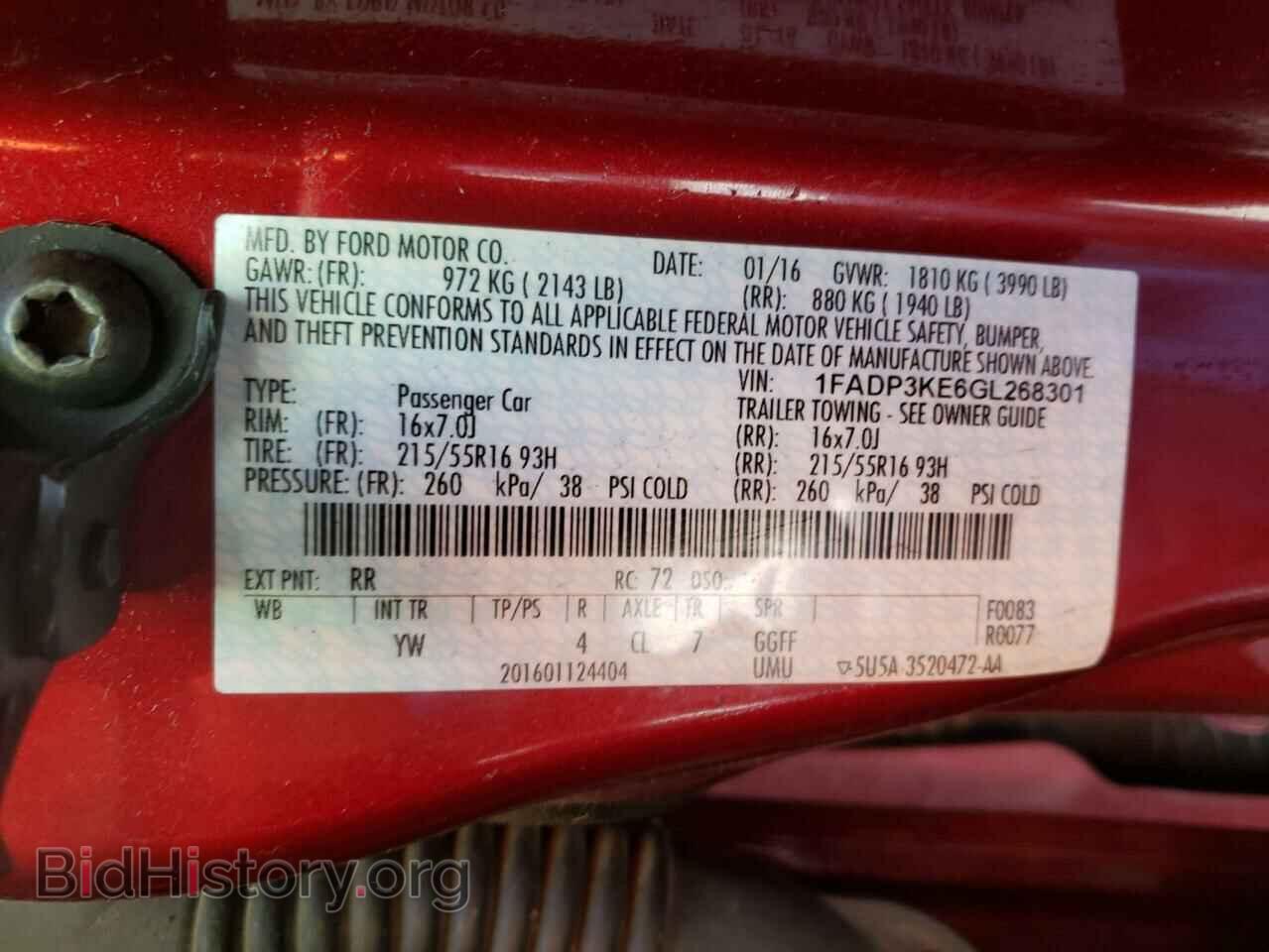 2016 FORD FOCUS - VIN: 1FADP3KE6GL268301 - Фото 10