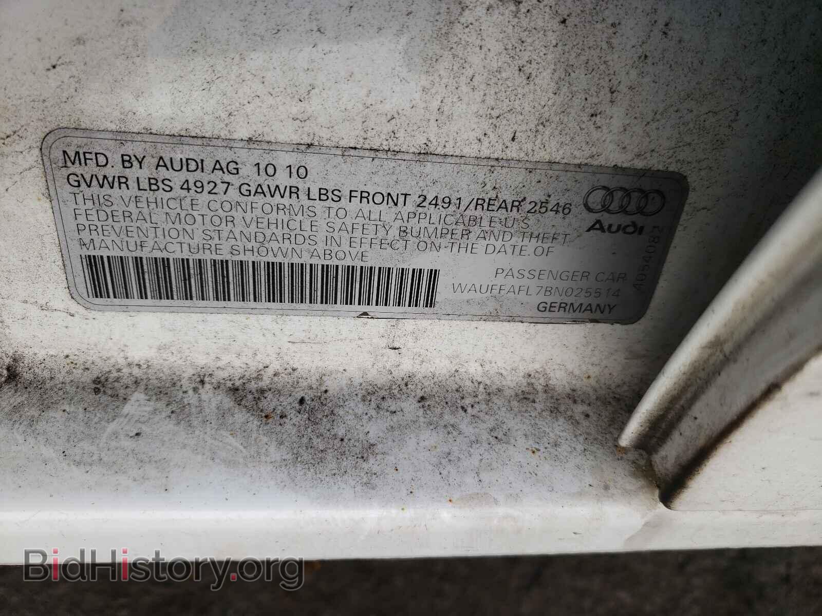 2011 AUDI A4 - VIN: WAUFFAFL7BN025514 - Фото 10