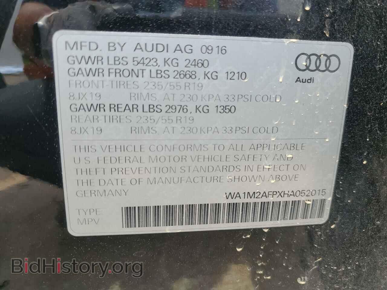2017 AUDI Q5 - VIN: WA1M2AFPXHA052015 - Фото 13