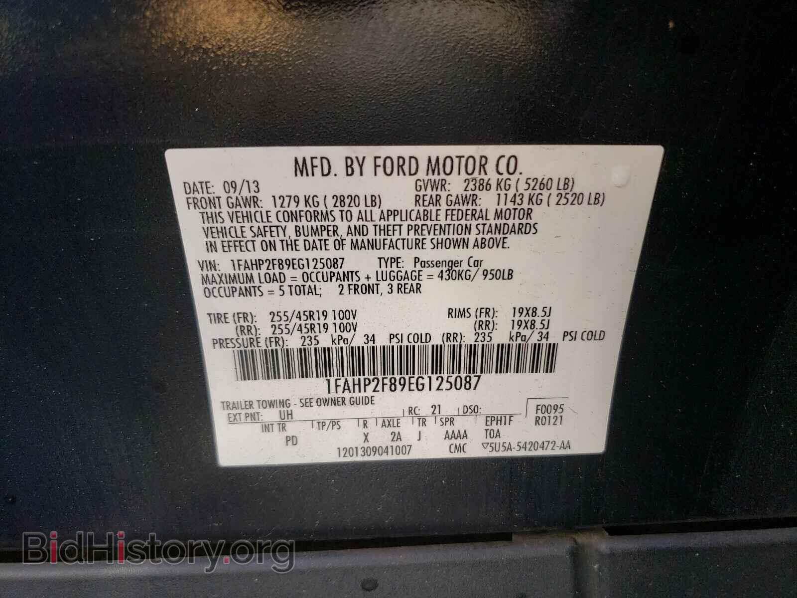 2014 FORD TAURUS - VIN: 1FAHP2F89EG125087 - Фото 10