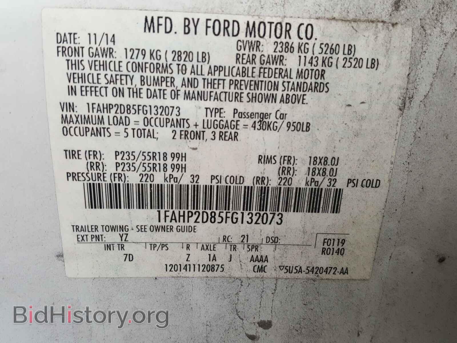 2015 FORD TAURUS - VIN: 1FAHP2D85FG132073 - Photo 10