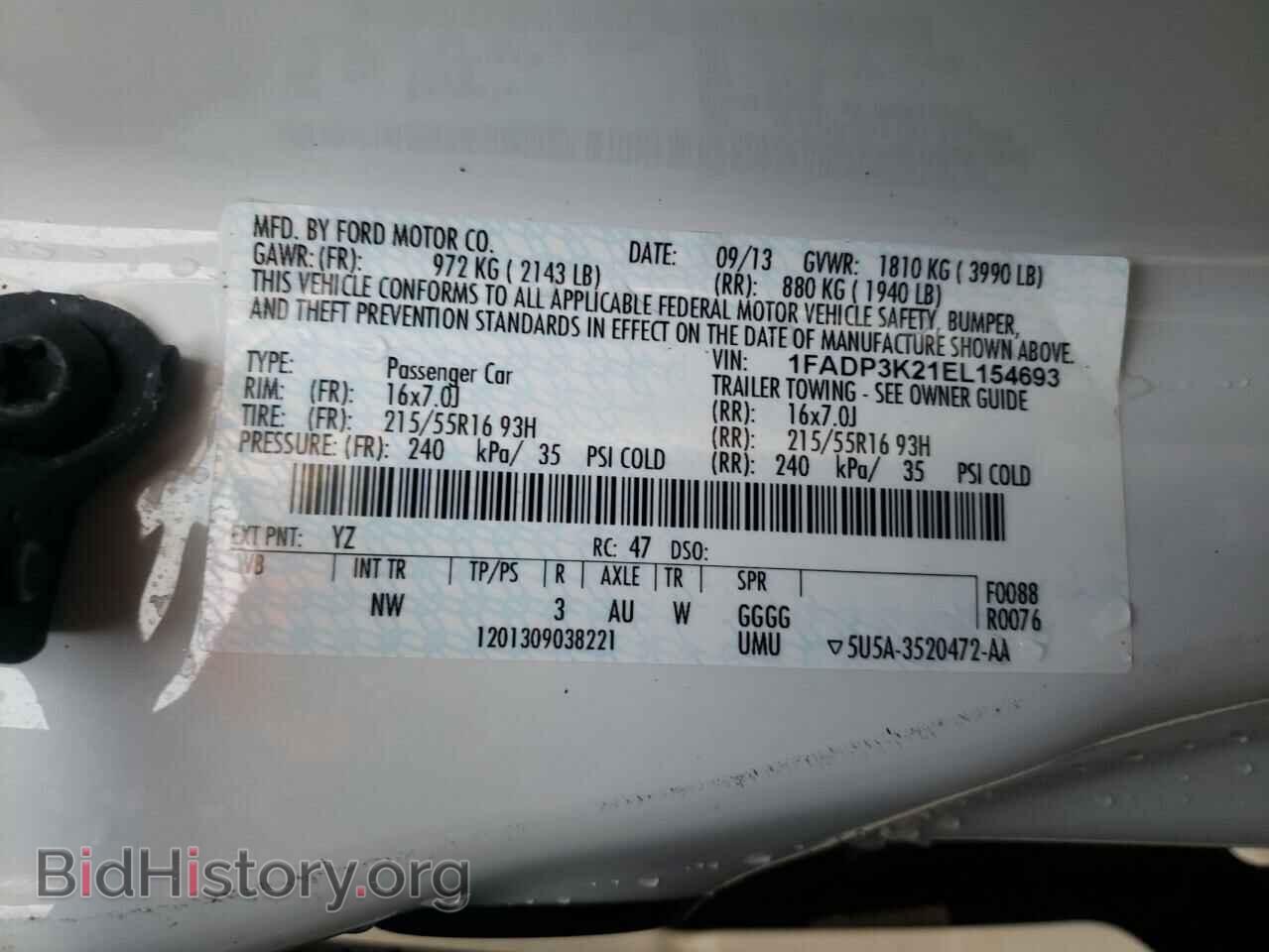 2014 FORD FOCUS - VIN: 1FADP3K21EL154693 - Фото 10