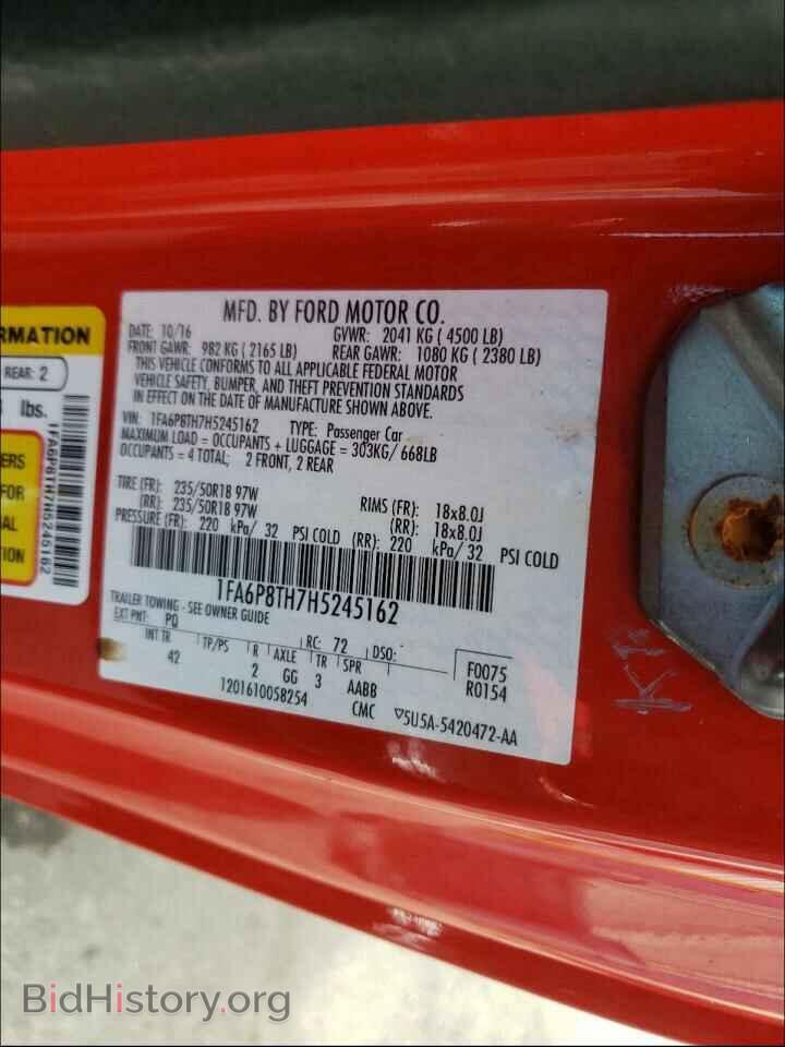 2017 FORD MUSTANG - VIN: 1FA6P8TH7H5245162 - Фото 10