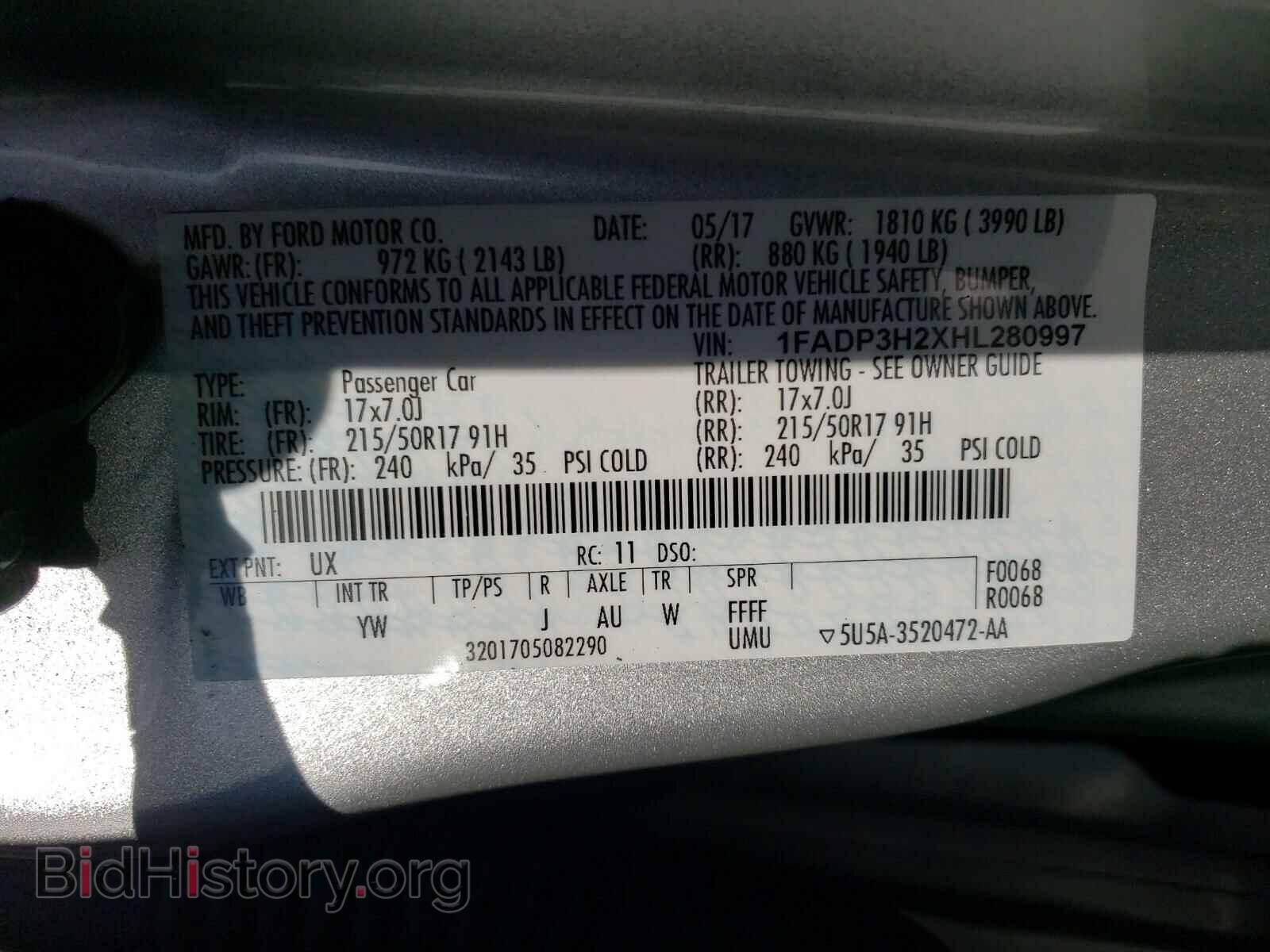 2017 FORD FOCUS - VIN: 1FADP3H2XHL280997 - Фото 10