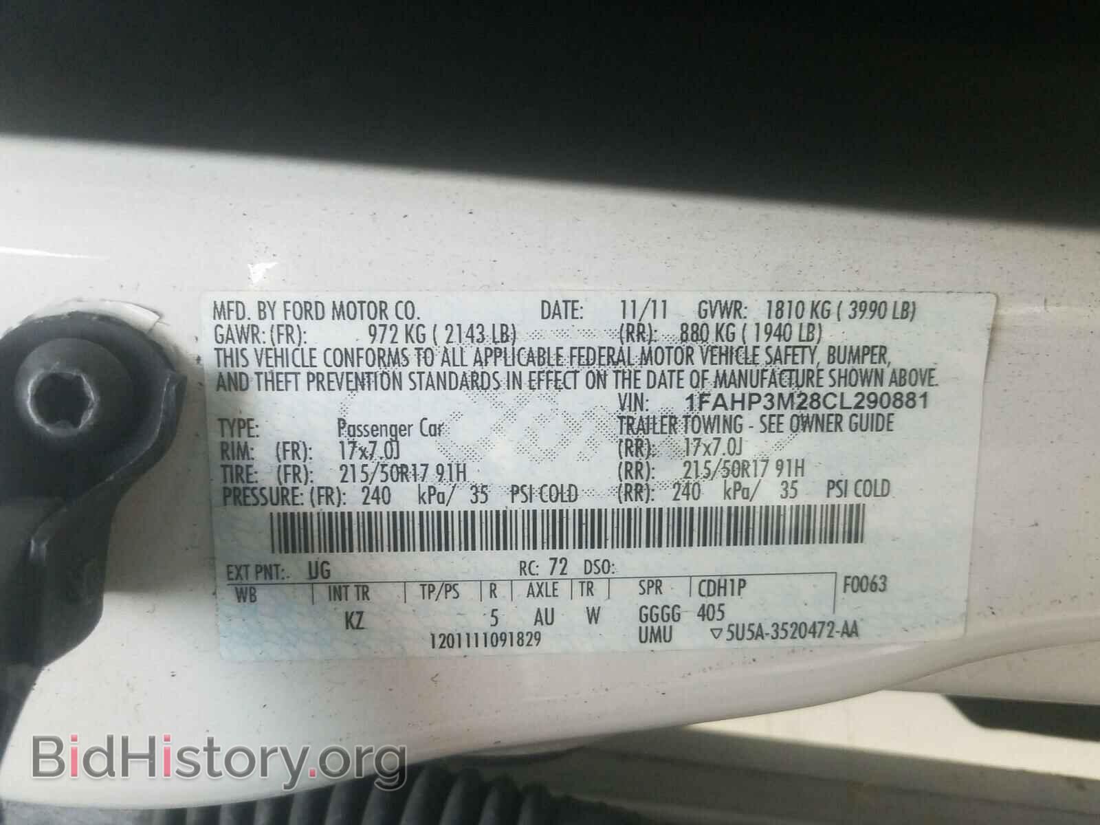 2012 FORD FOCUS - VIN: 1FAHP3M28CL290881 - Фото 10