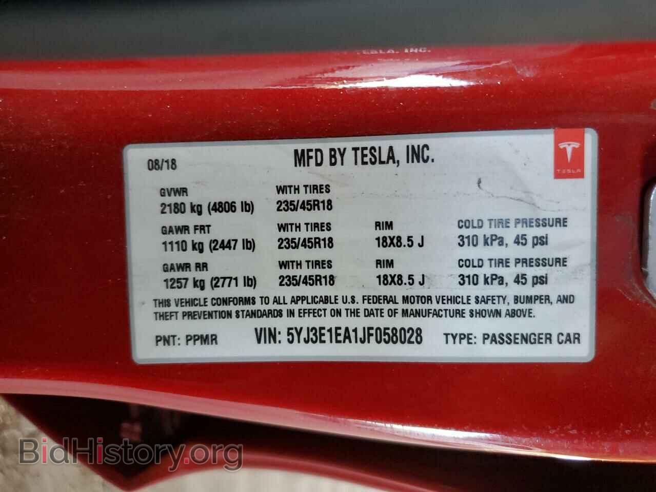 2018 TESLA MODEL 3 - VIN: 5YJ3E1EA1JF058028 - Photo 12