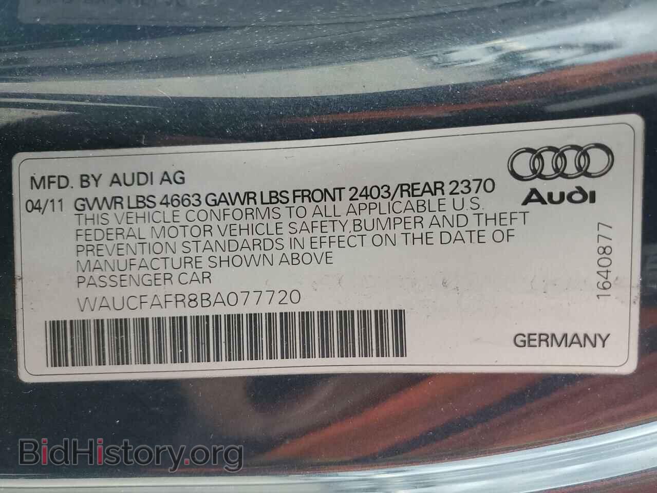 2011 AUDI A5 - VIN: WAUCFAFR8BA077720 - Фото 13