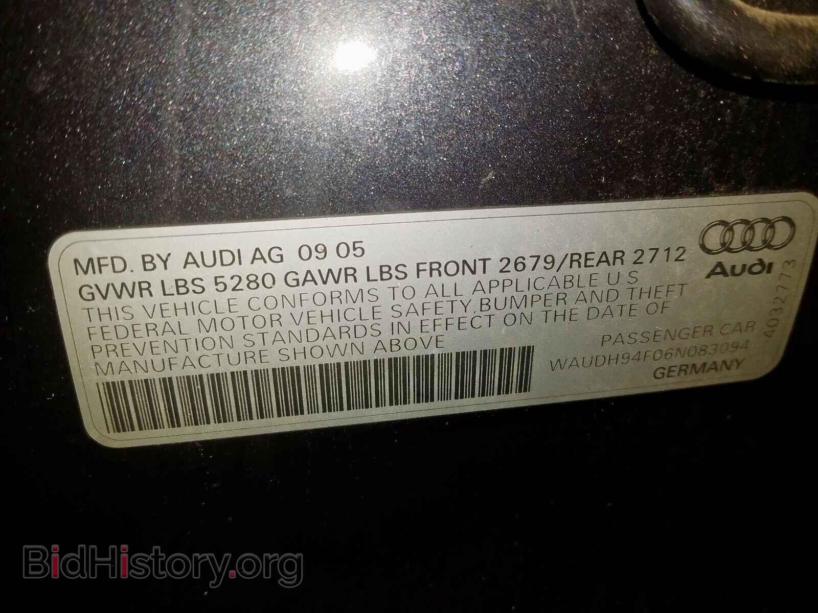 2006 AUDI A6 - VIN: WAUDH94F06N083094 - Фото 10