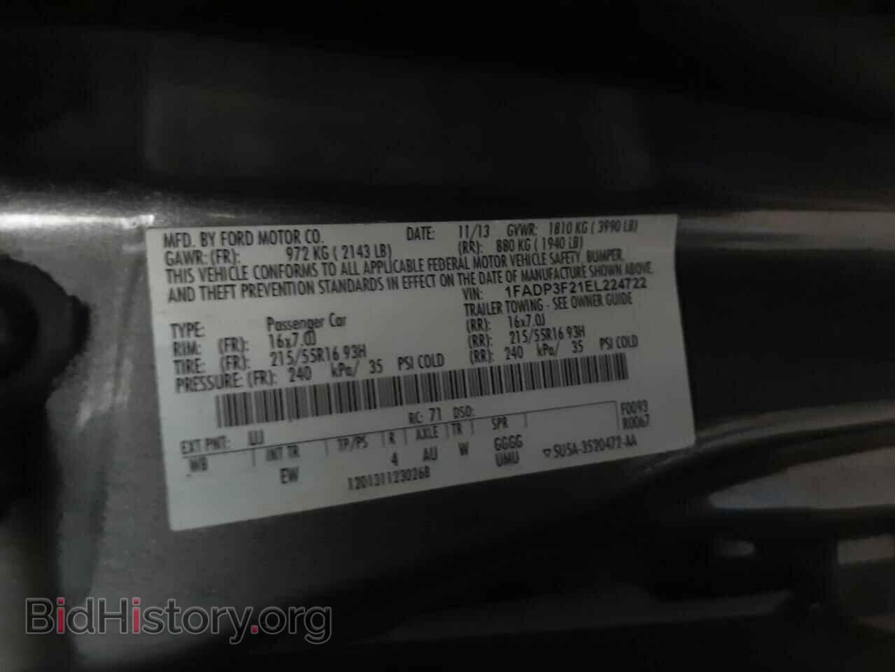 2014 FORD FOCUS - VIN: 1FADP3F21EL224722 - Фото 10