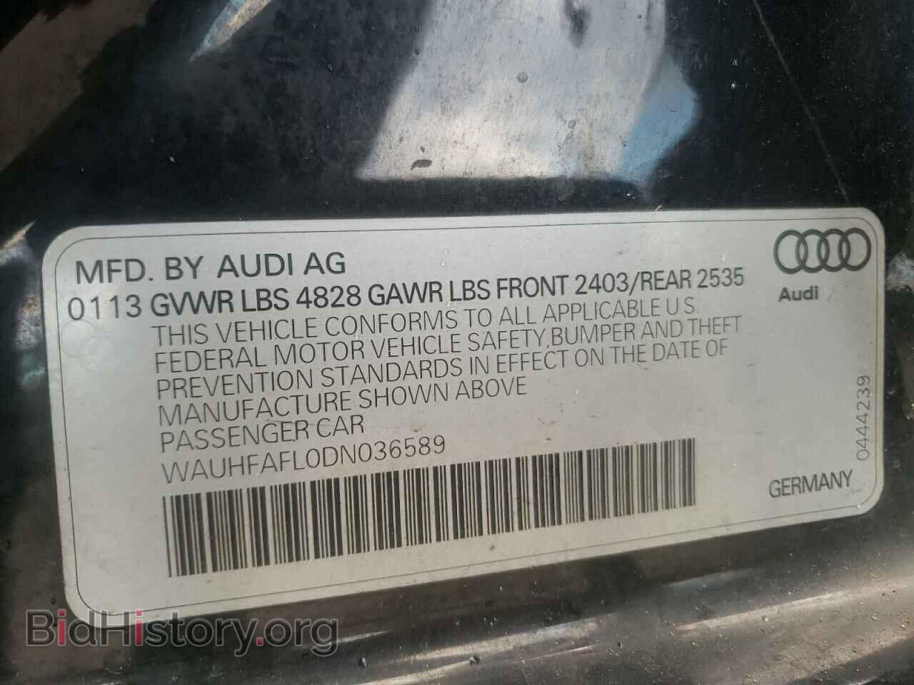 2013 AUDI A4 - VIN: WAUHFAFL0DN036589 - Фото 10