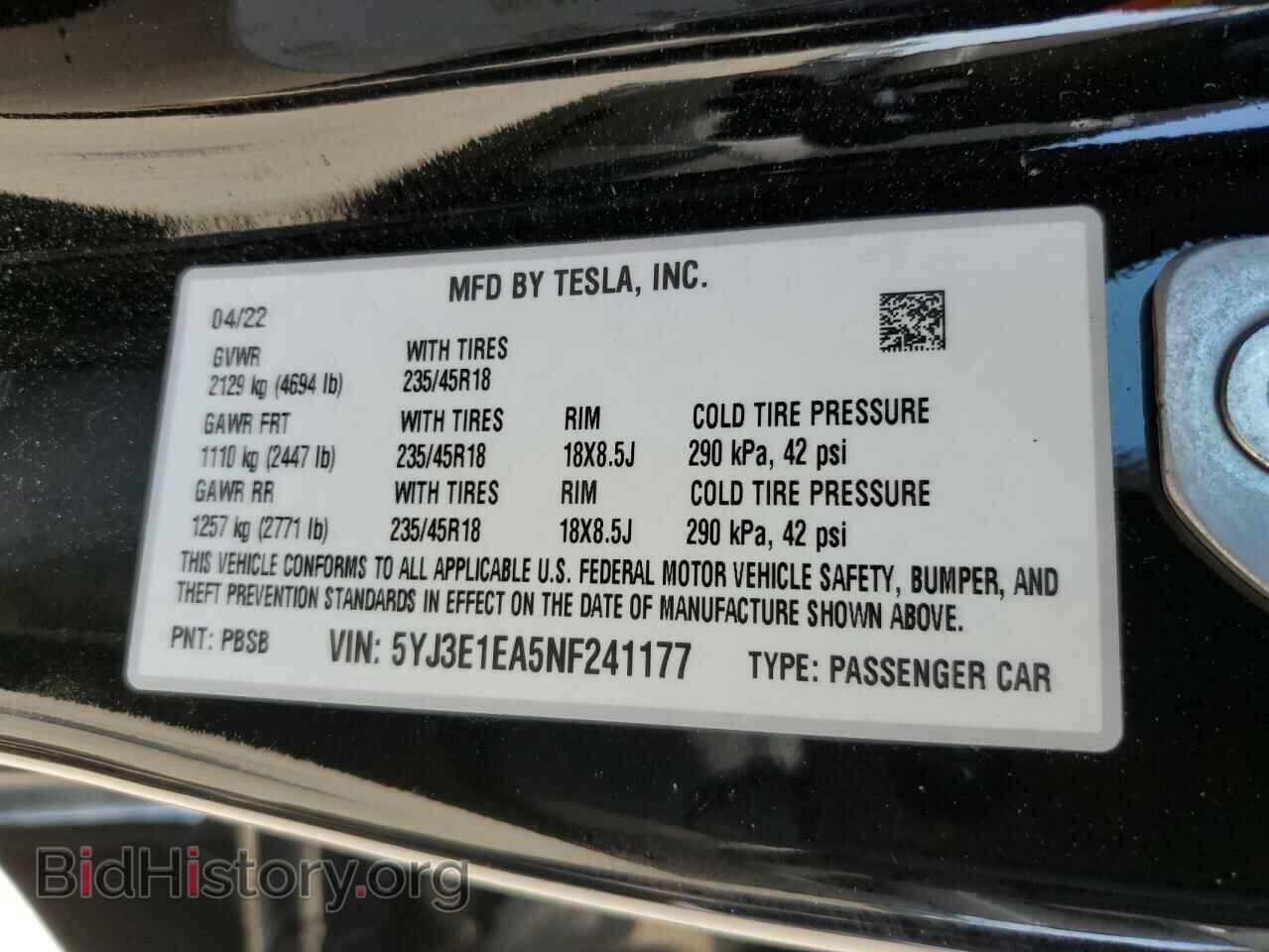 2022 TESLA MODEL 3 - VIN: 5YJ3E1EA5NF241177 - Фото 12