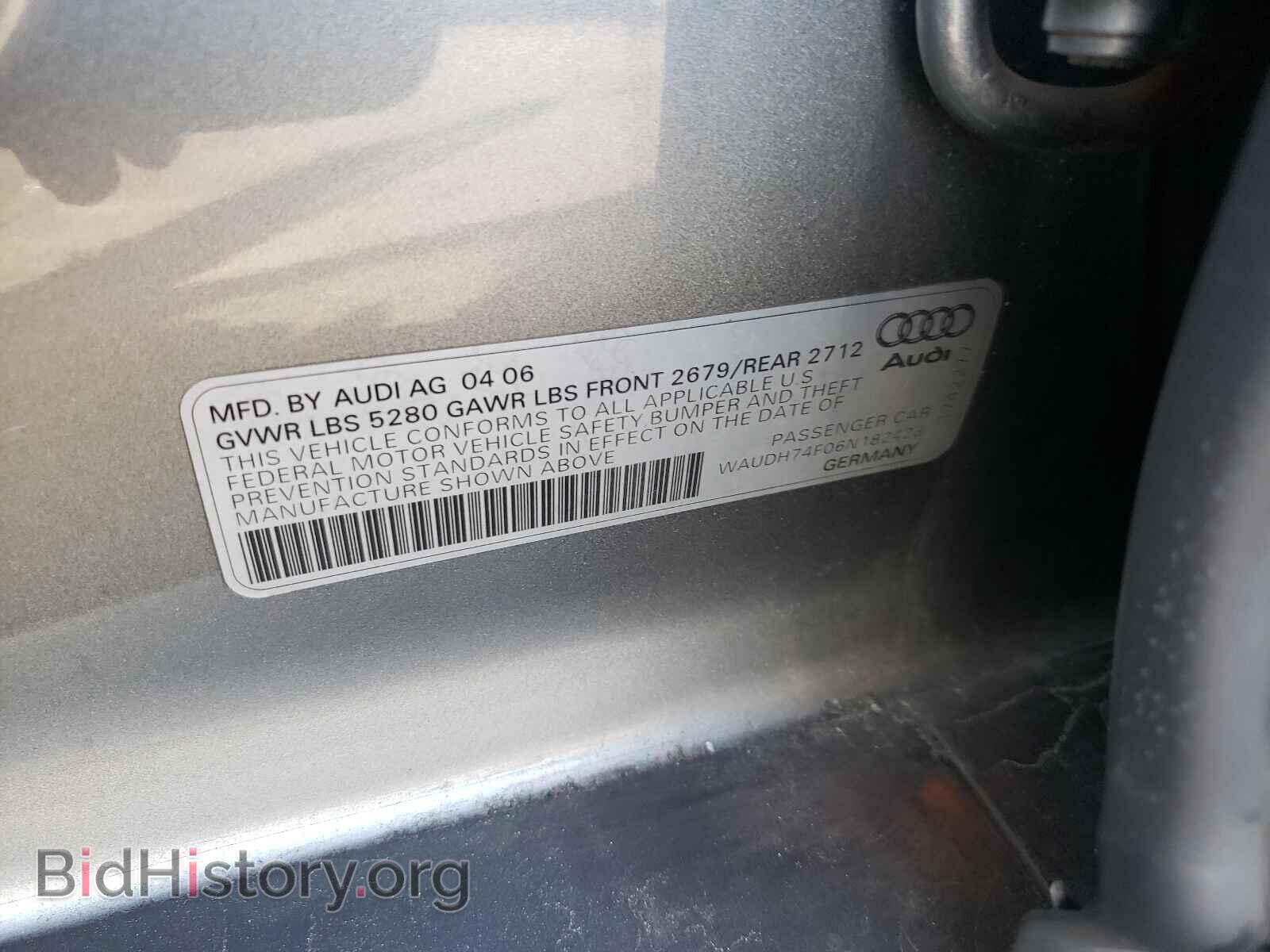 2006 AUDI A6 - VIN: WAUDH74F06N182423 - Фото 10