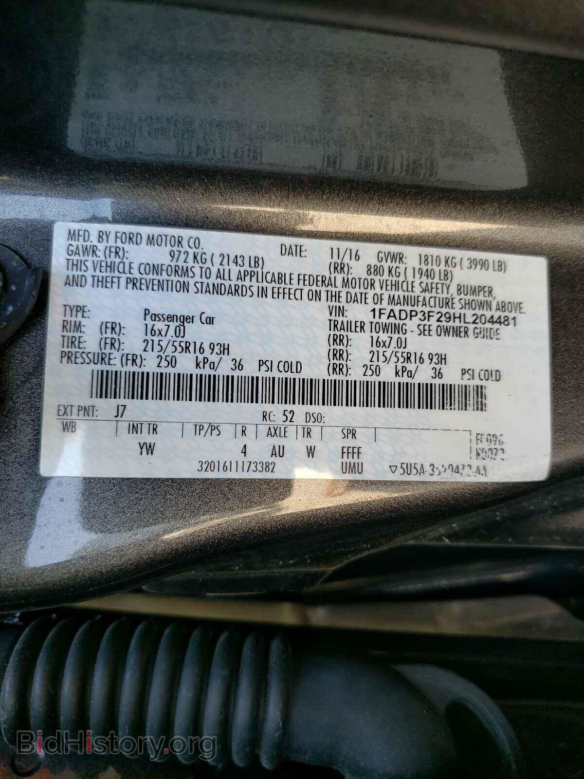 2017 FORD FOCUS - VIN: 1FADP3F29HL204481 - Фото 10