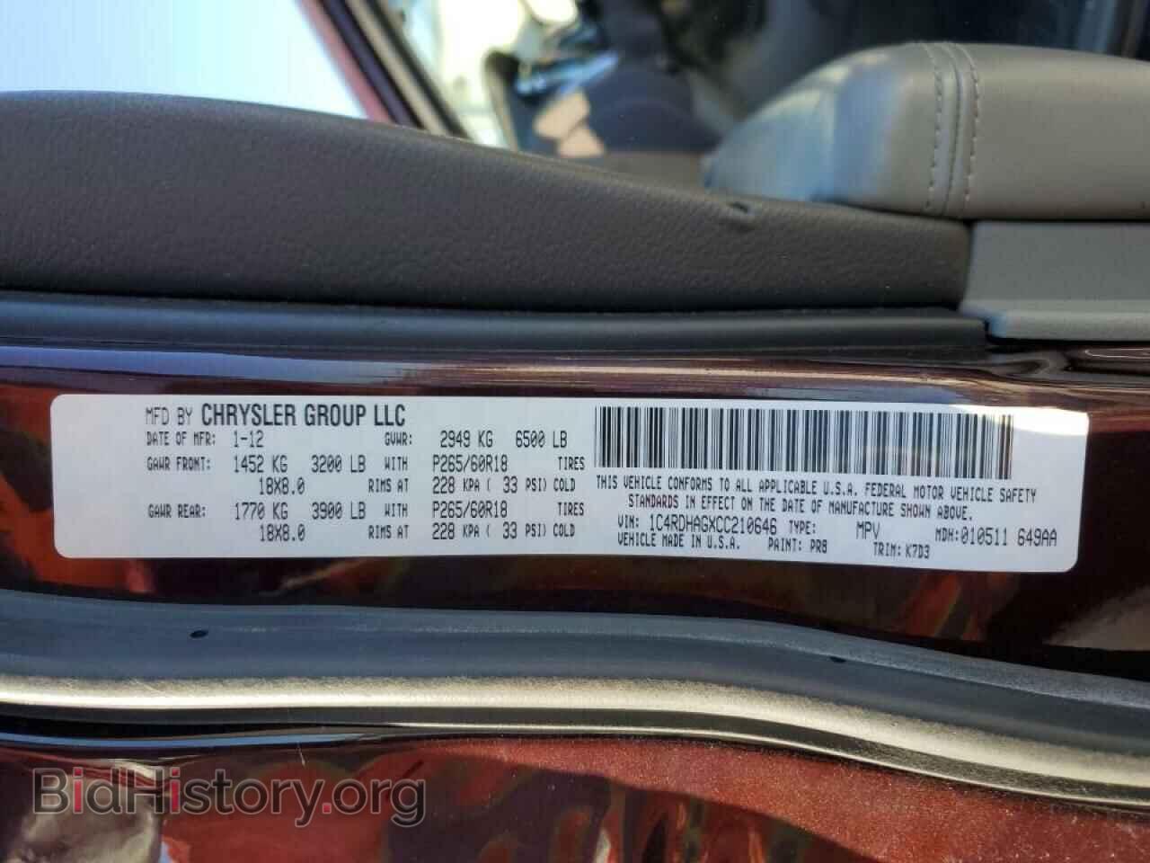 2012 DODGE DURANGO - VIN: 1C4RDHAGXCC210646 - Фото 10