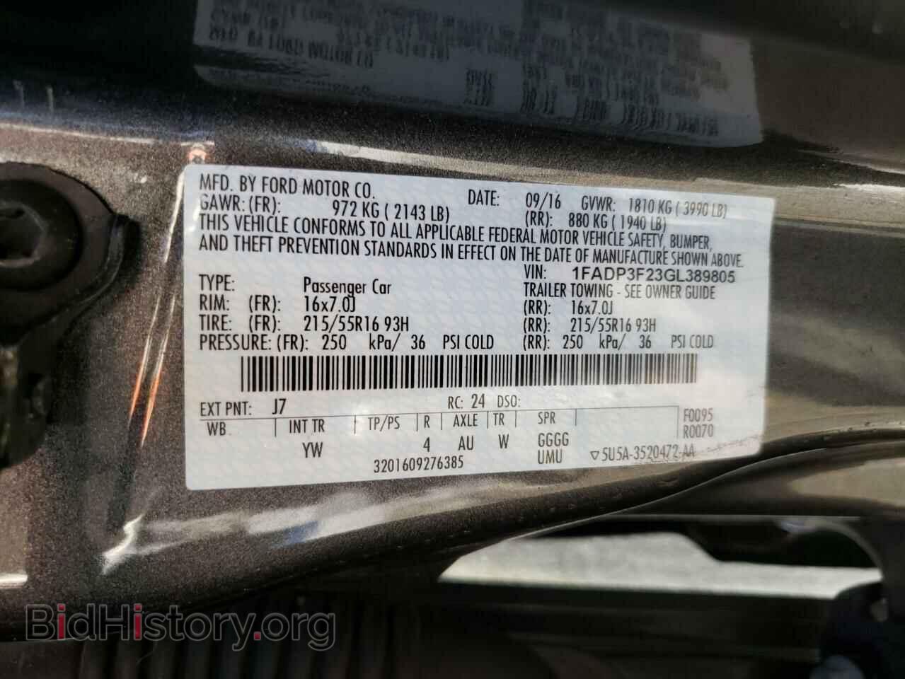 2016 FORD FOCUS - VIN: 1FADP3F23GL389805 - Фото 10