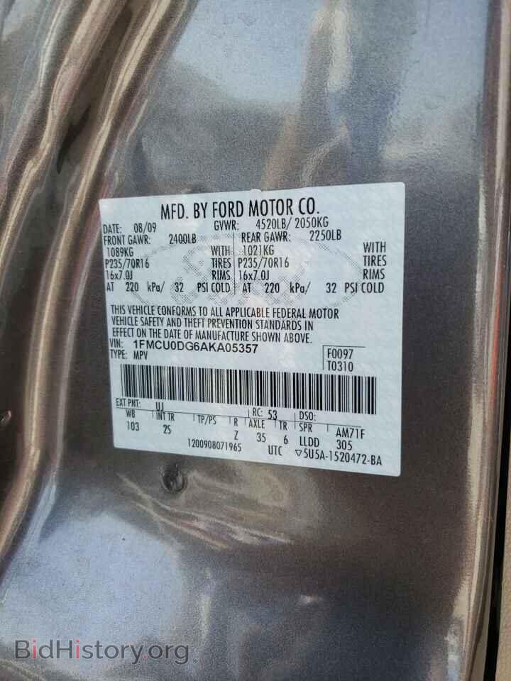 2010 FORD ESCAPE - VIN: 1FMCU0DG6AKA05357 - Photo 10