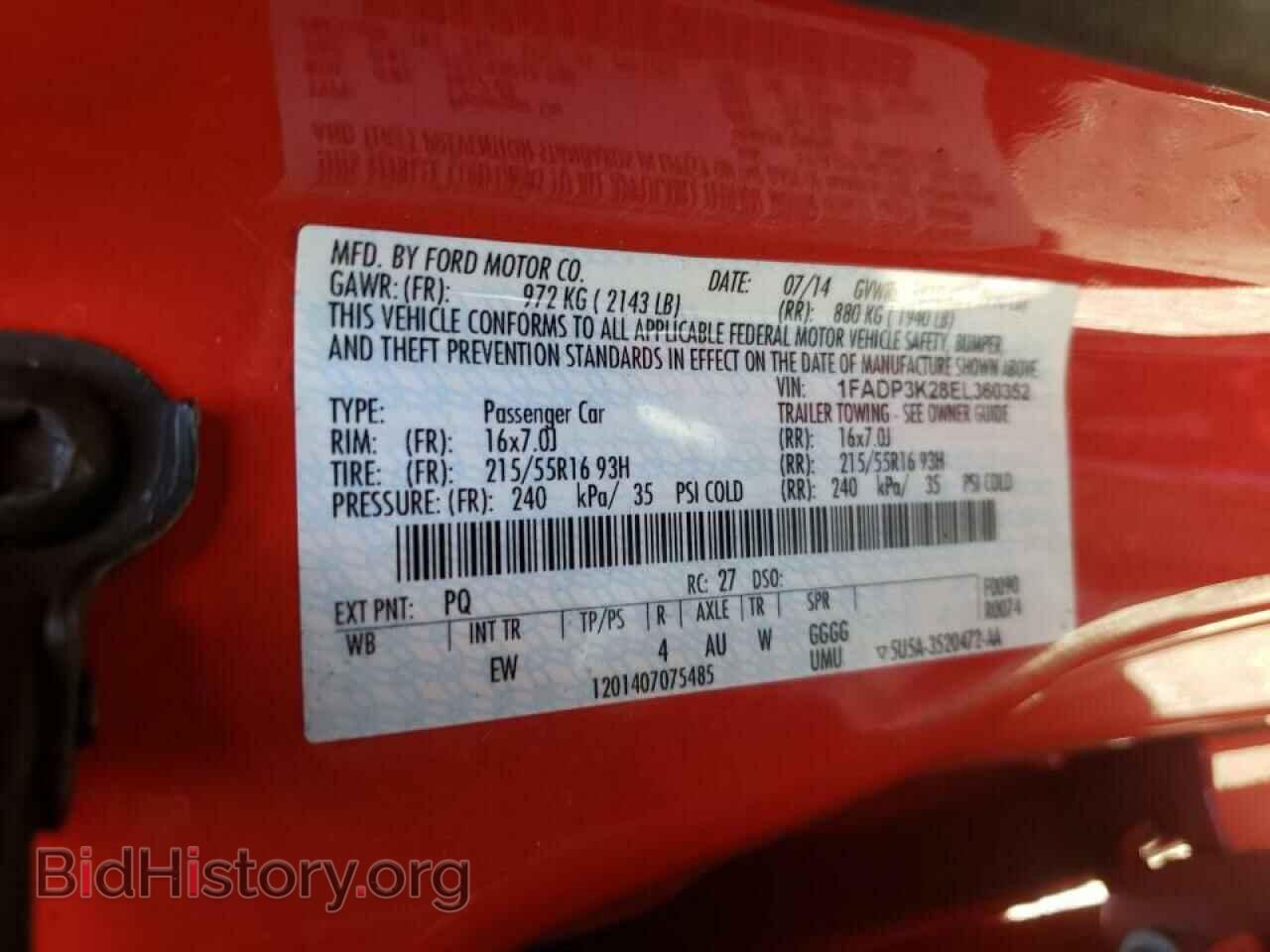 2014 FORD FOCUS - VIN: 1FADP3K28EL360352 - Фото 10