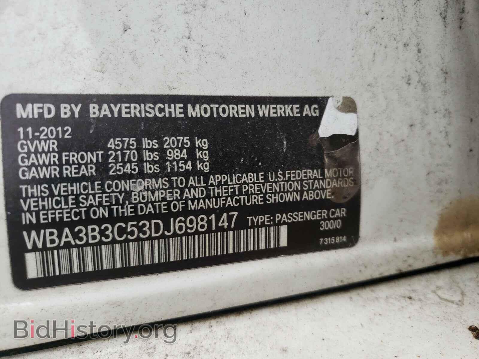 2013 BMW 3 SERIES - VIN: WBA3B3C53DJ698147 - Фото 10