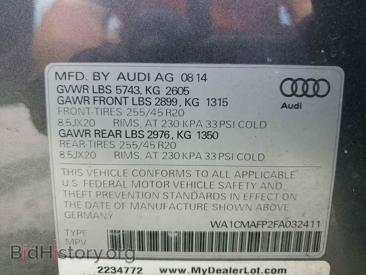 2015 AUDI Q5 - VIN: WA1CMAFP2FA032411 - Фото 13
