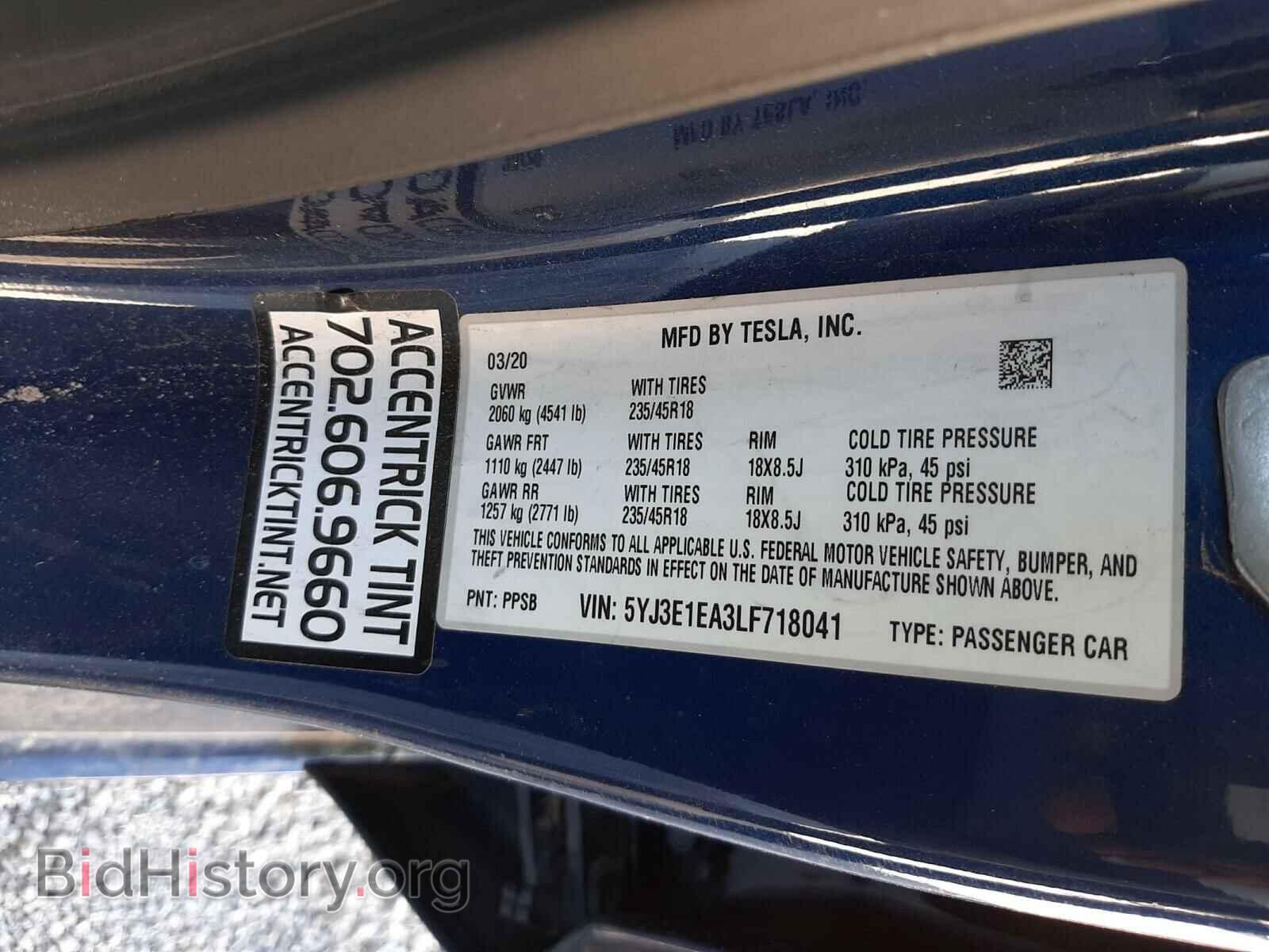2020 TESLA MODEL 3 - VIN: 5YJ3E1EA3LF718041 - Photo 10