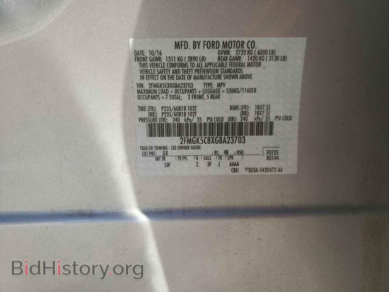 2016 FORD FLEX - VIN: 2FMGK5C8XGBA23703 - Photo 10