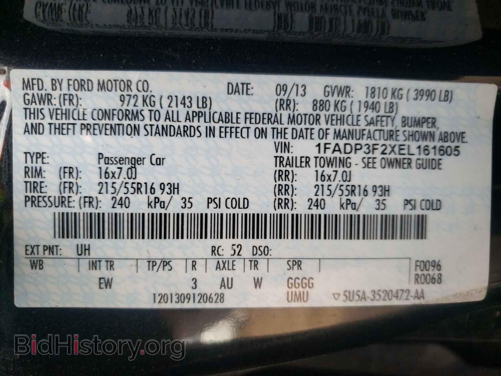 2014 FORD FOCUS - VIN: 1FADP3F2XEL161605 - Фото 10