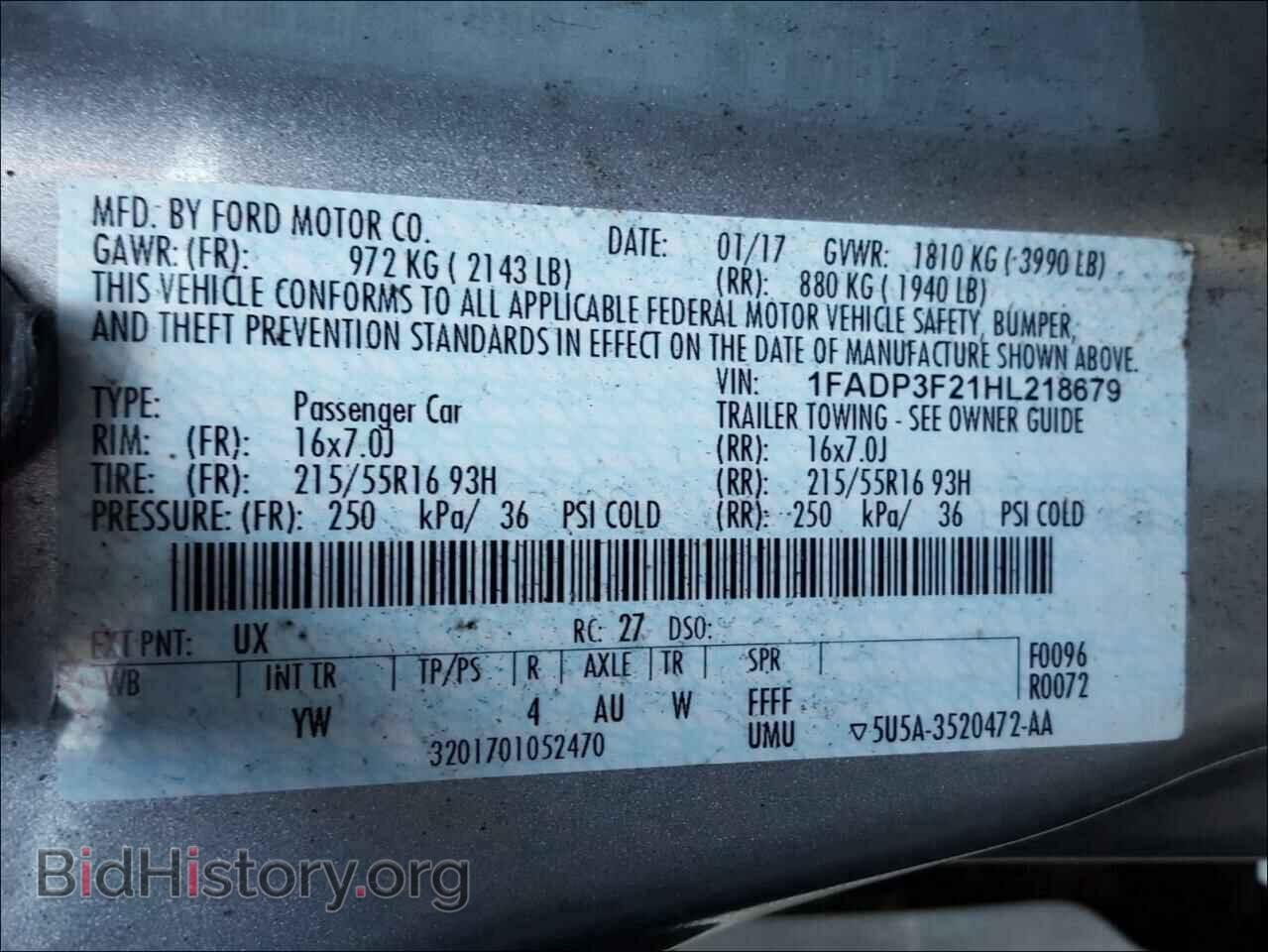 2017 FORD FOCUS - VIN: 1FADP3F21HL218679 - Photo 10