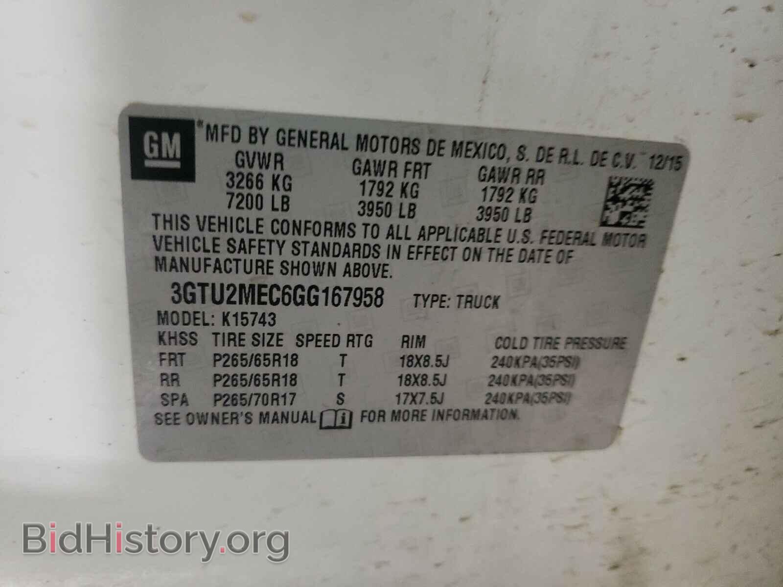 2016 GMC SIERRA - VIN: 3GTU2MEC6GG167958 - Фото 10