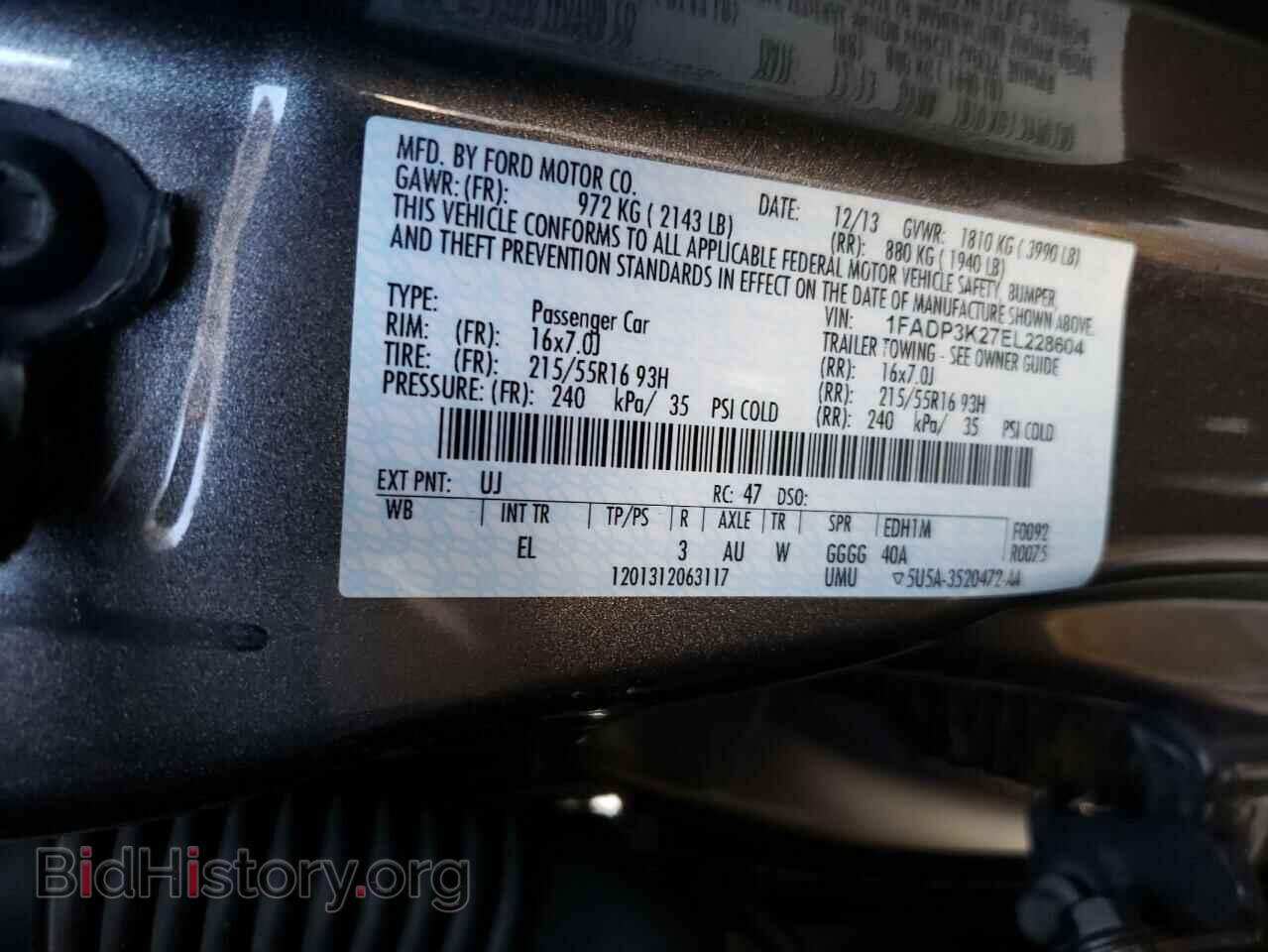 2014 FORD FOCUS - VIN: 1FADP3K27EL228604 - Фото 10