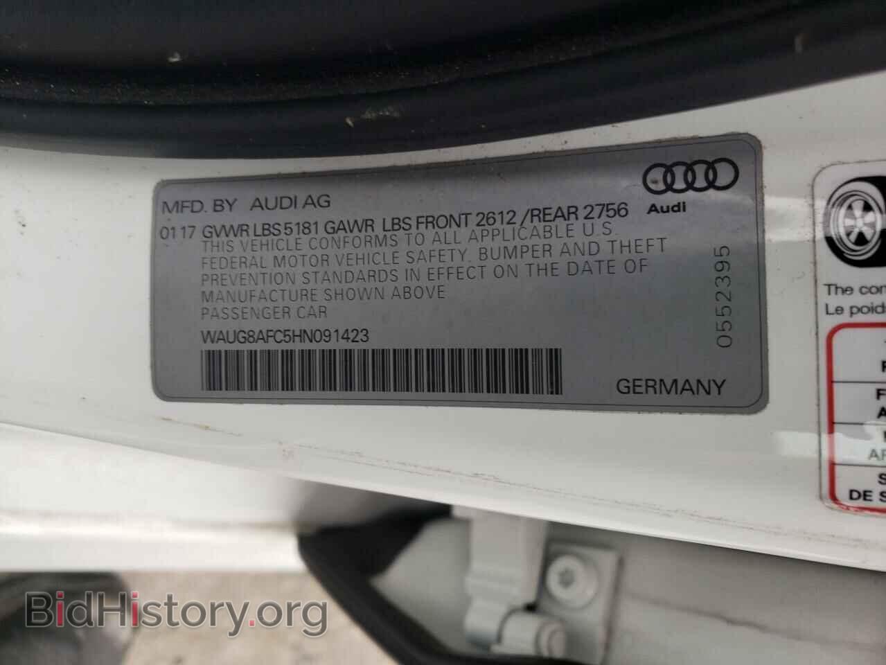 2017 AUDI A6 - VIN: WAUG8AFC5HN091423 - Фото 10