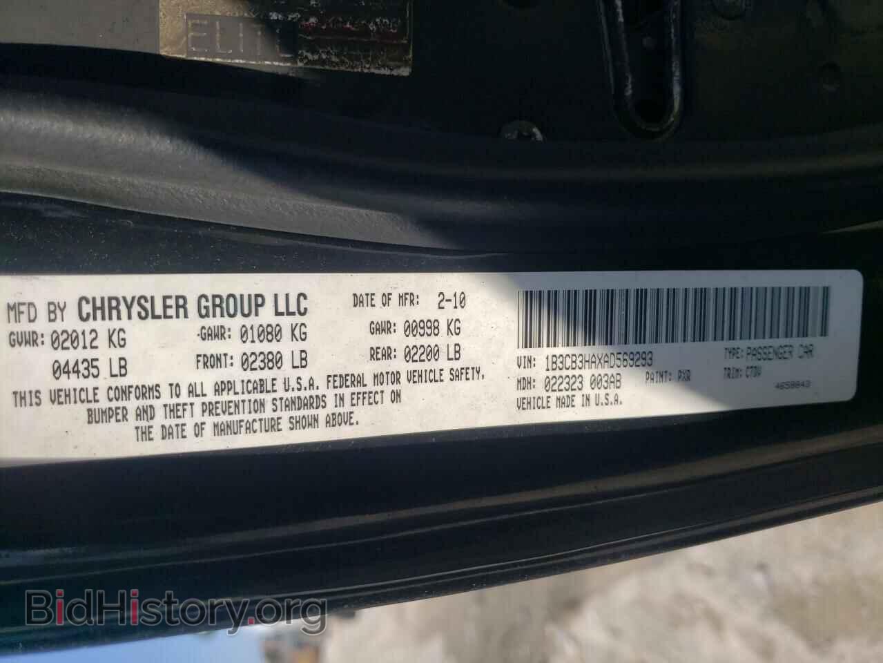 2010 DODGE CALIBER - VIN: 1B3CB3HAXAD569293 - Фото 10