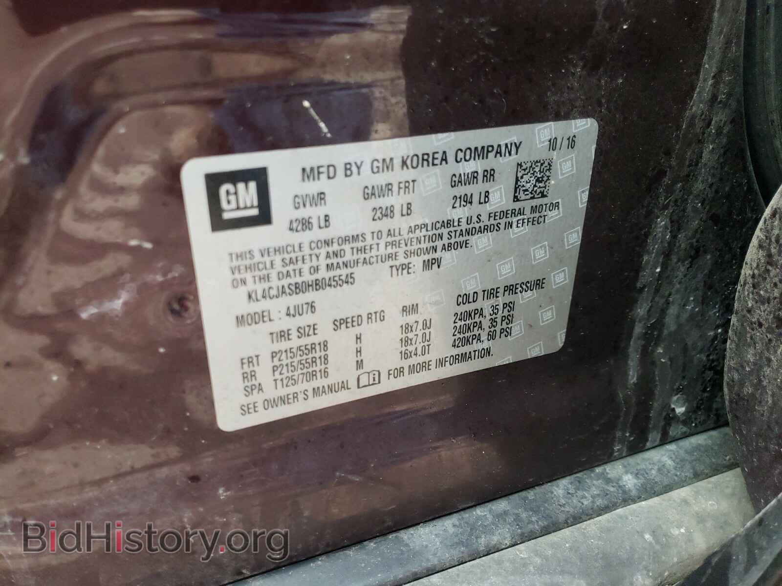 2017 BUICK ENCORE - VIN: KL4CJASB0HB045545 - Фото 10