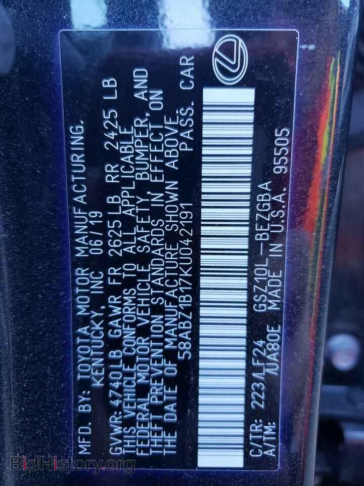 2019 LEXUS ES350 - VIN: 58ABZ1B17KU042191 - Фото 10