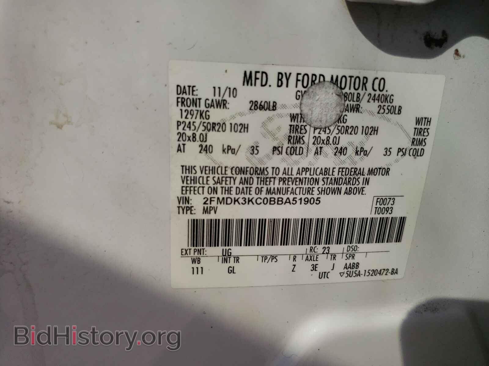 2011 FORD EDGE - VIN: 2FMDK3KC0BBA51905 - Photo 10